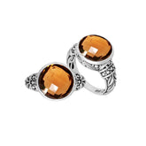 Sterling Silver Elegant Citrine Quartz Ring With Handcrafted Filigree Design
